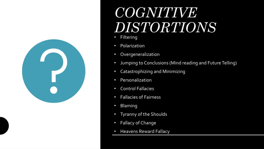 cognitive distortions filtering