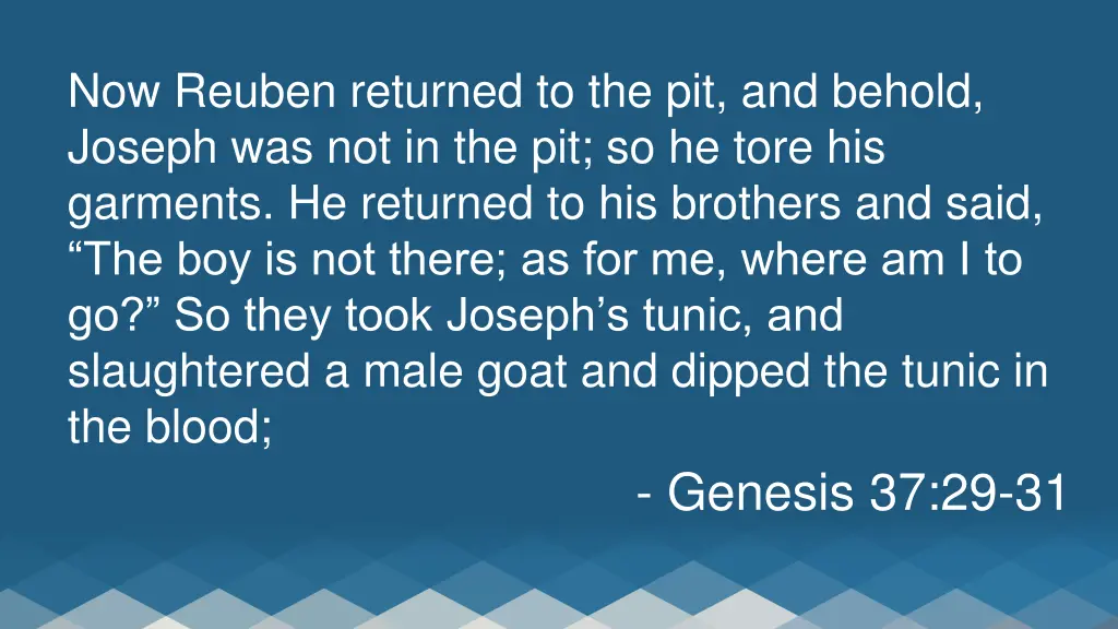 now reuben returned to the pit and behold joseph