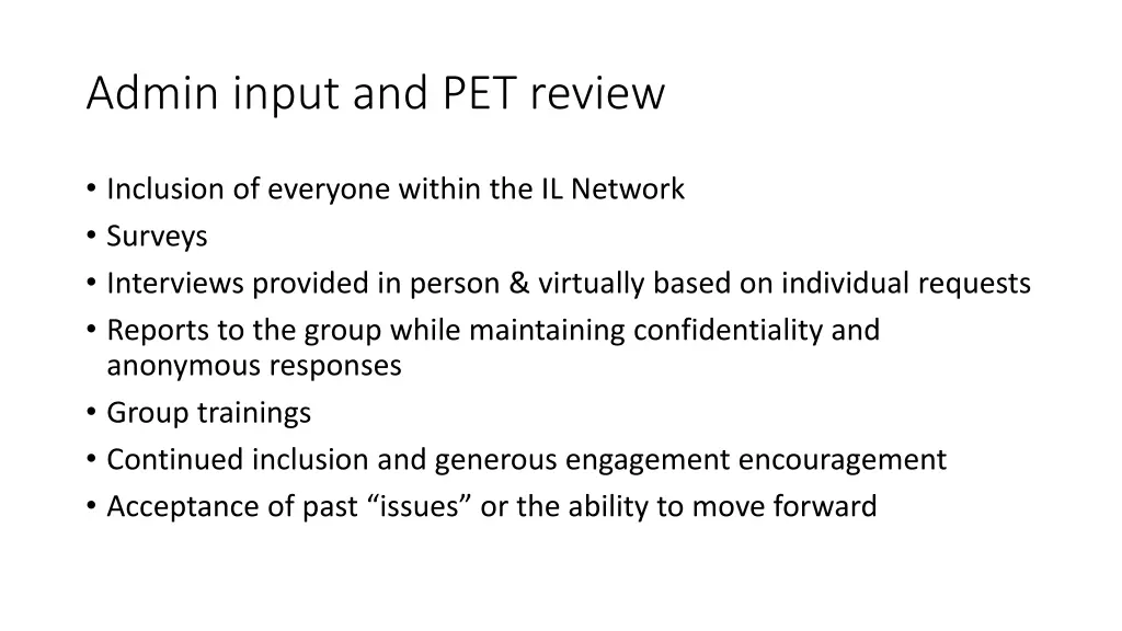 admin input and pet review