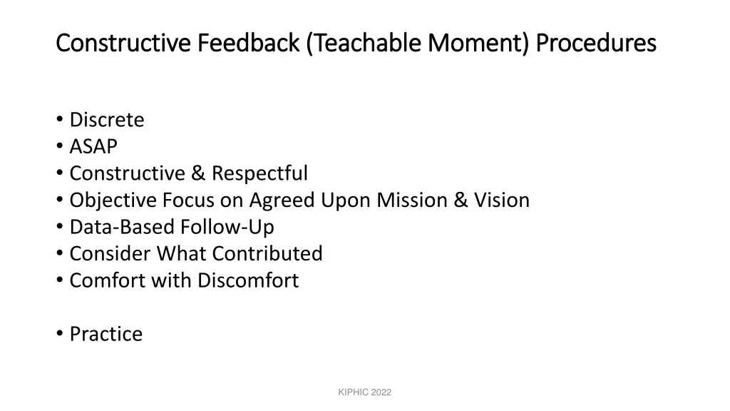 constructive feedback teachable moment procedures
