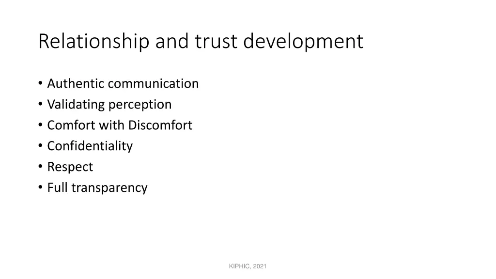 relationship and trust development