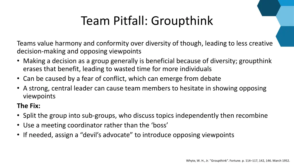 team pitfall groupthink