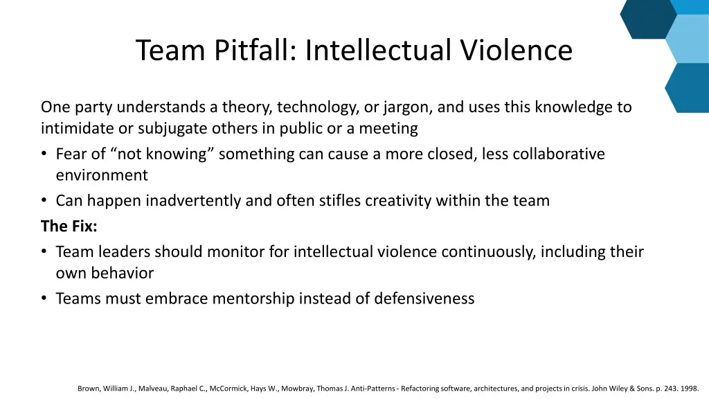 team pitfall intellectual violence
