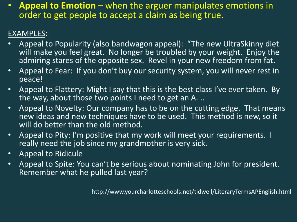 appeal to emotion when the arguer manipulates