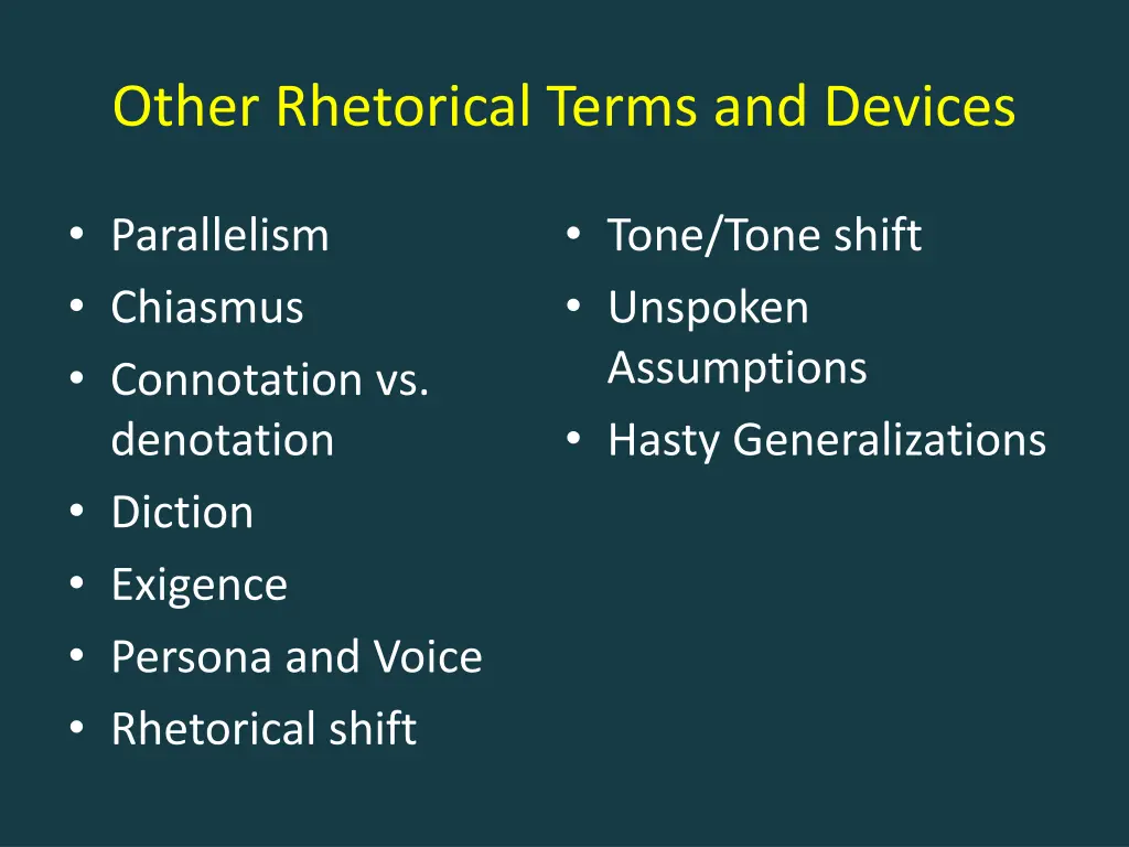 other rhetorical terms and devices