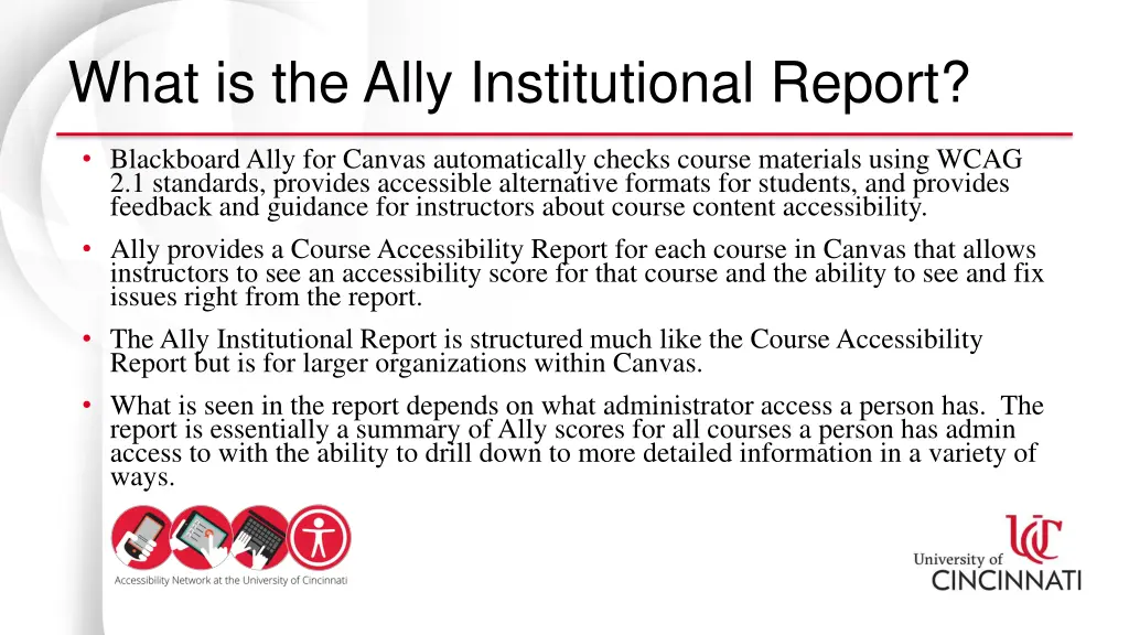 what is the ally institutional report