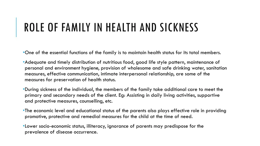 role of family in health and sickness