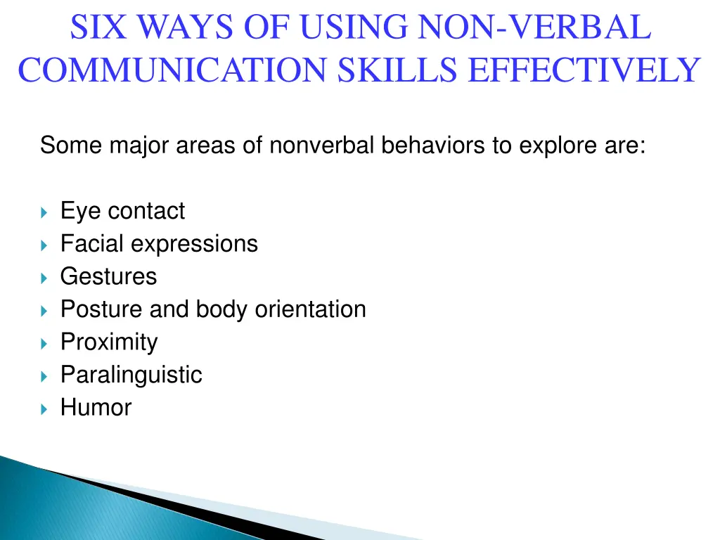 six ways of using non verbal communication skills