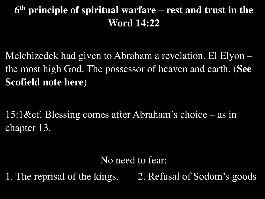 6 th principle of spiritual warfare rest