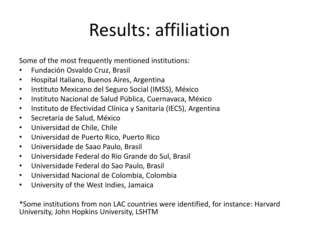 results affiliation