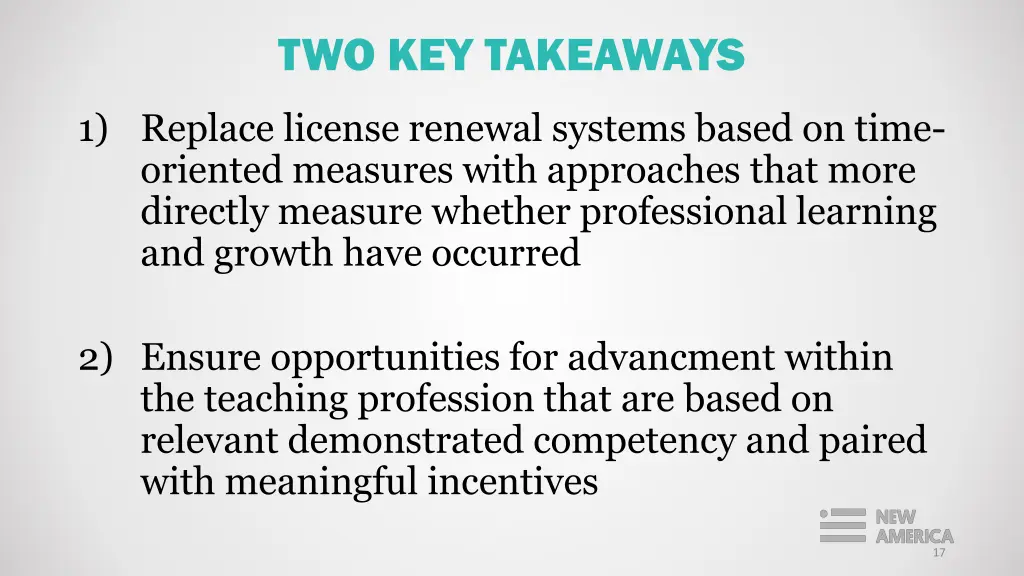 two key takeaways