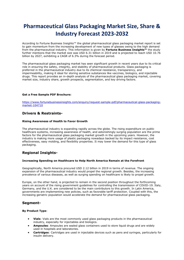 pharmaceutical glass packaging market size share