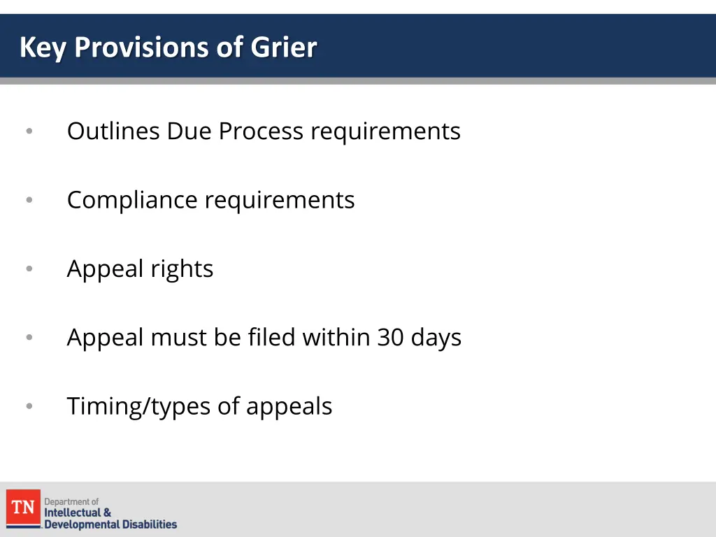 key provisions of grier 1