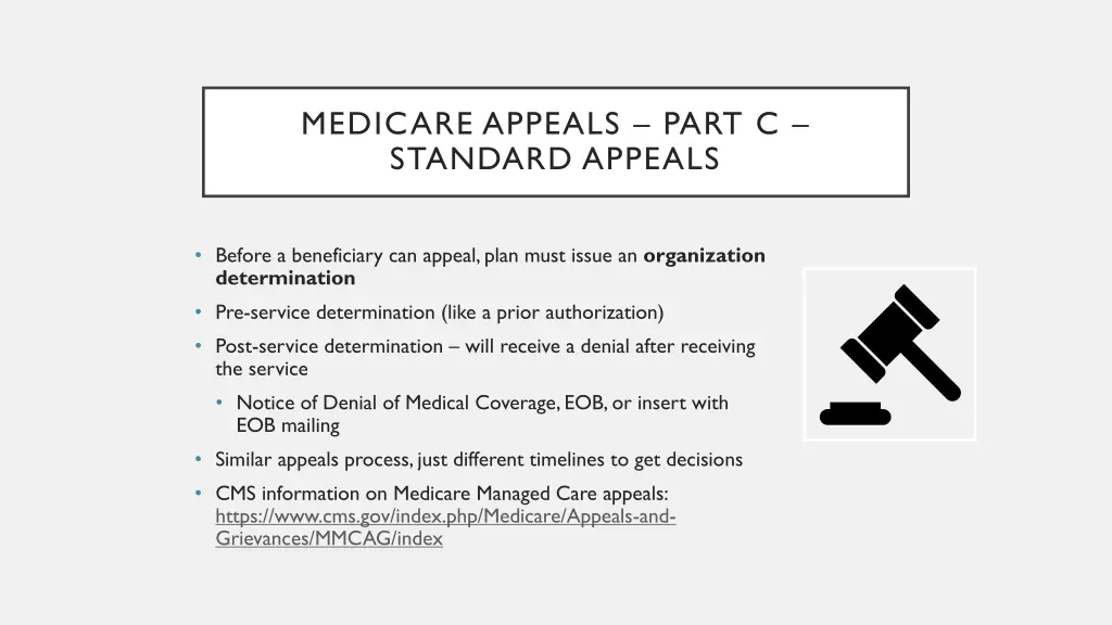 medicare appeals part c standard appeals