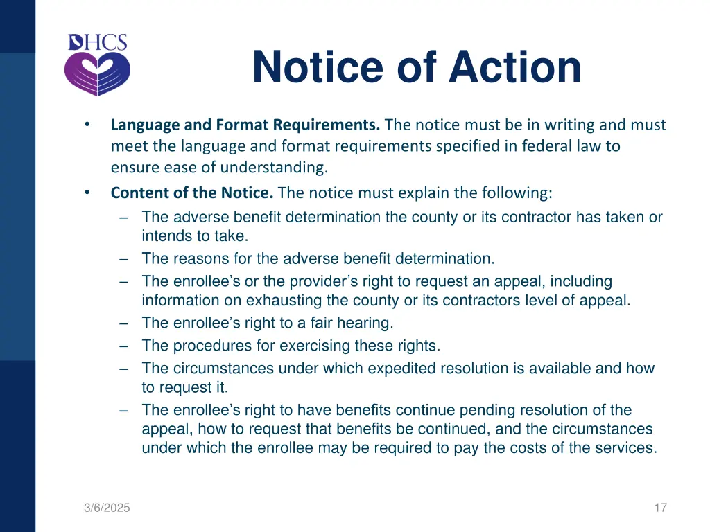 notice of action