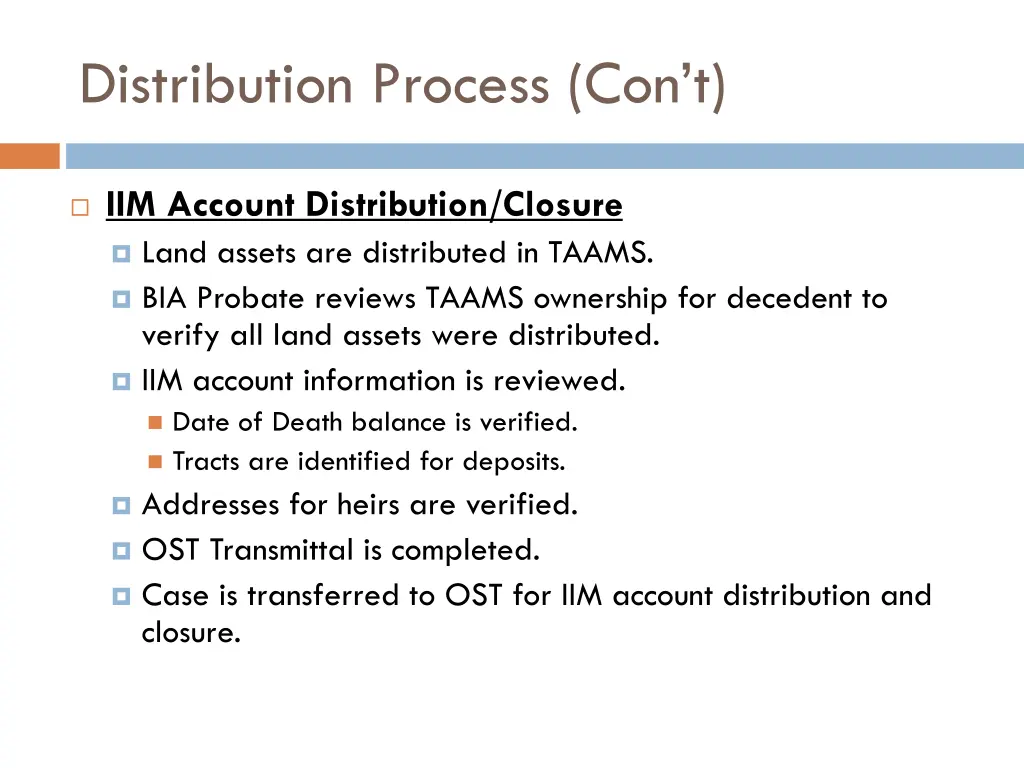 distribution process con t