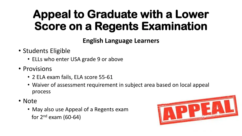 appeal to graduate with a lower appeal 2