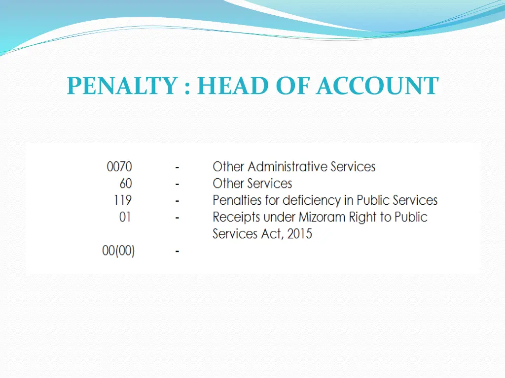 penalty head of account