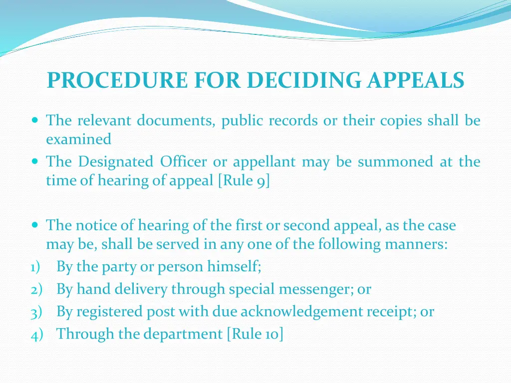 procedure for deciding appeals