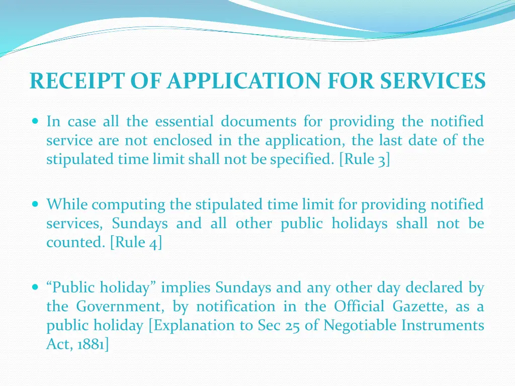 receipt of application for services 1