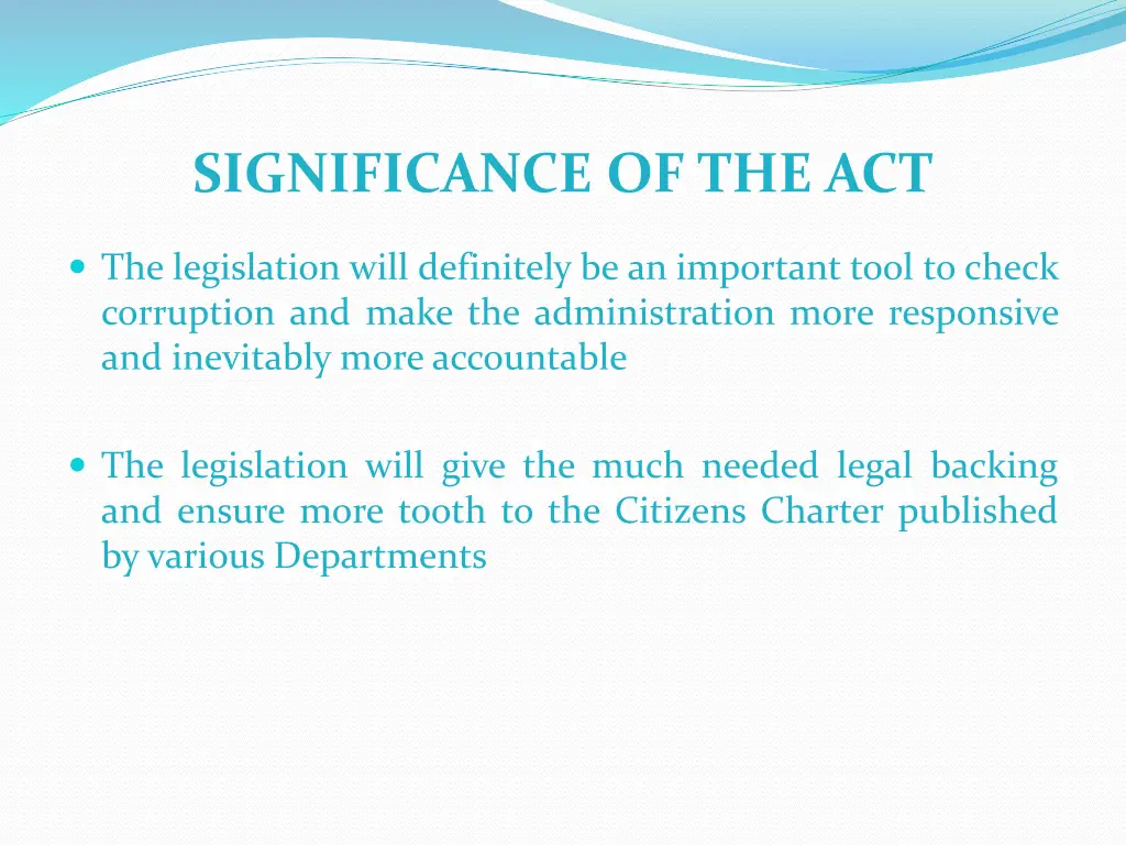 significance of the act 1