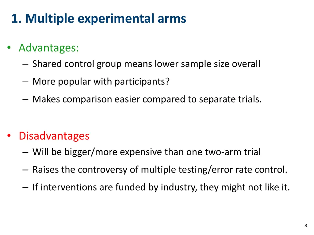 1 multiple experimental arms 1