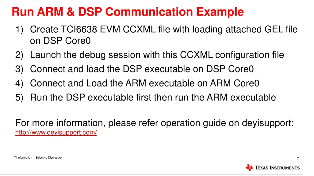 run arm dsp communication example