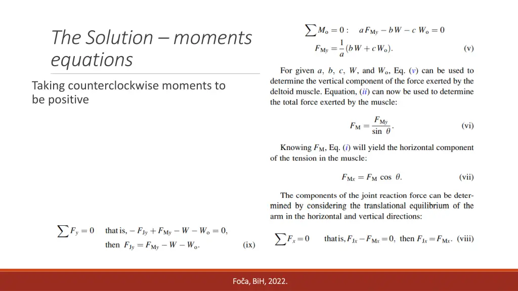 the solution moments equations