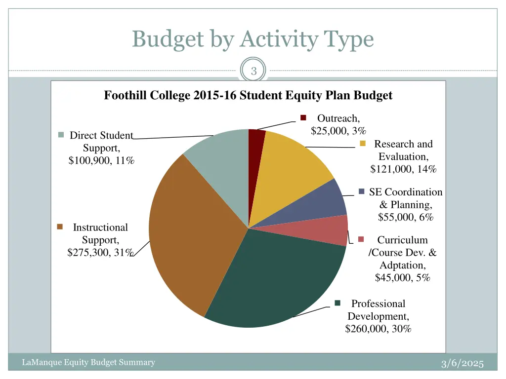 budget by activity type