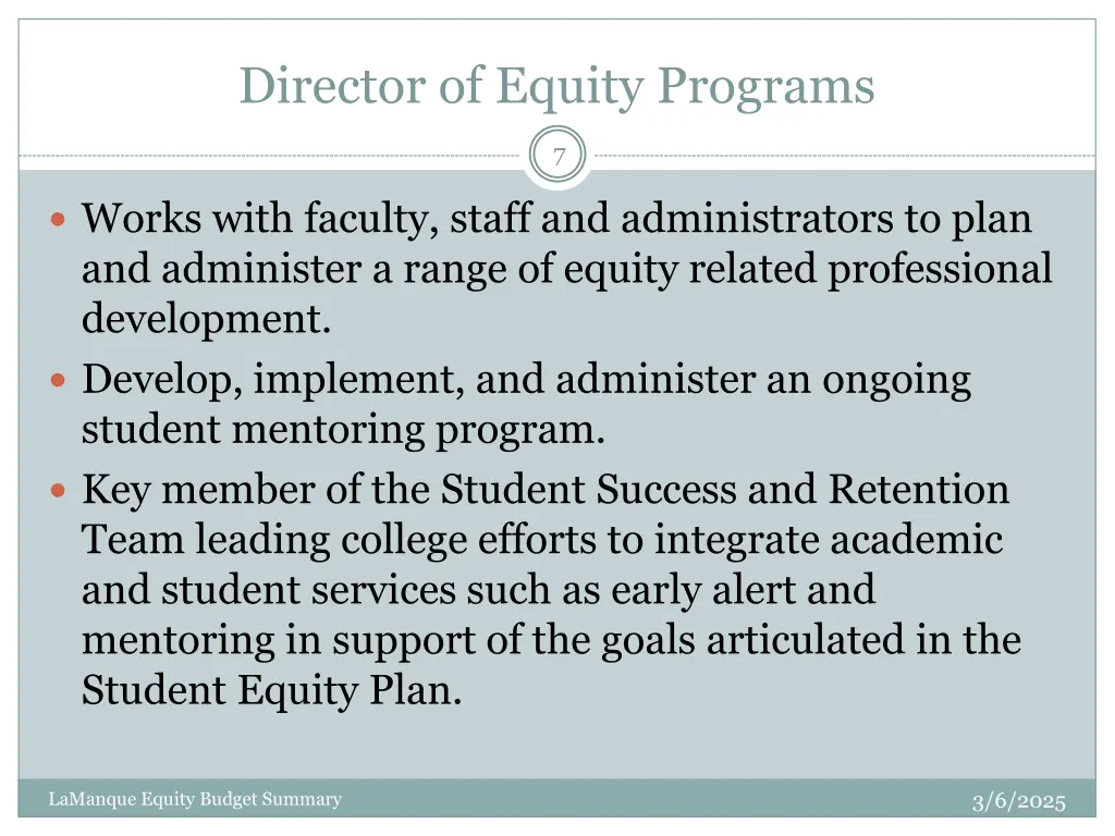 director of equity programs
