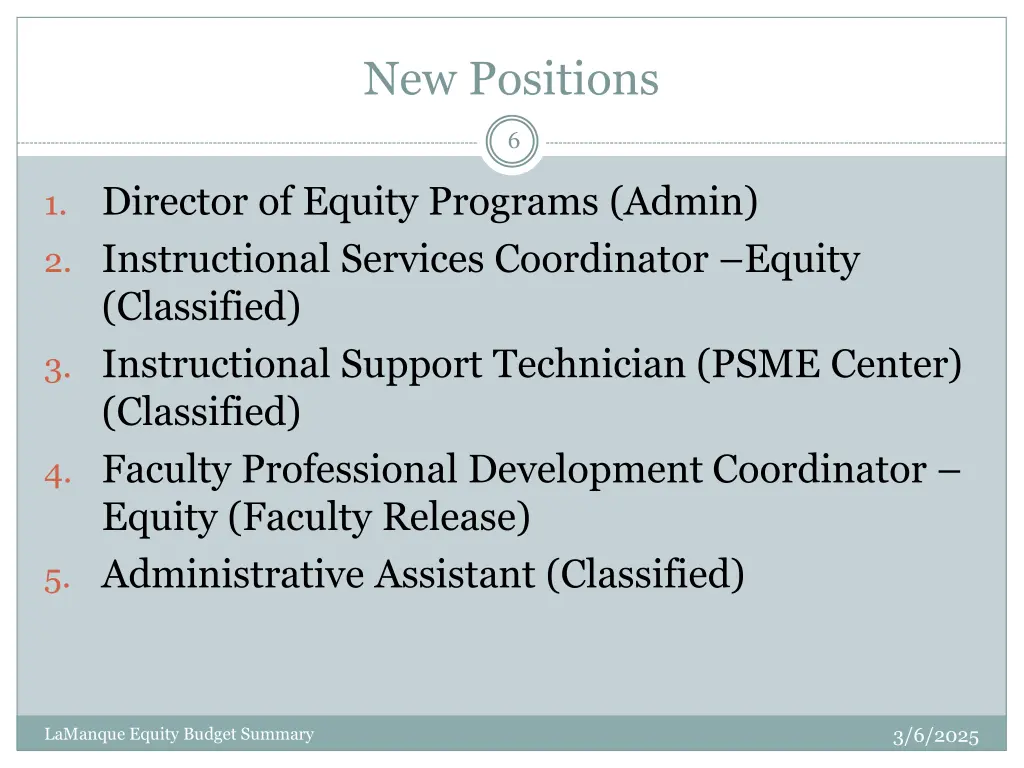 new positions