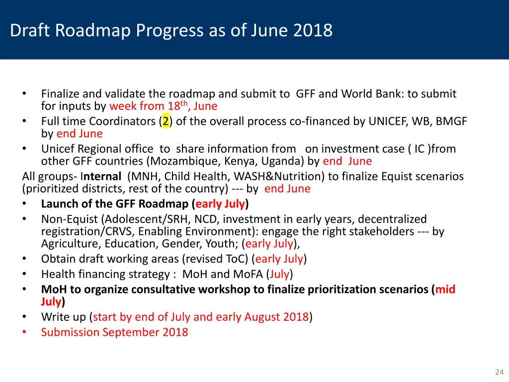 draft roadmap progress as of june 2018