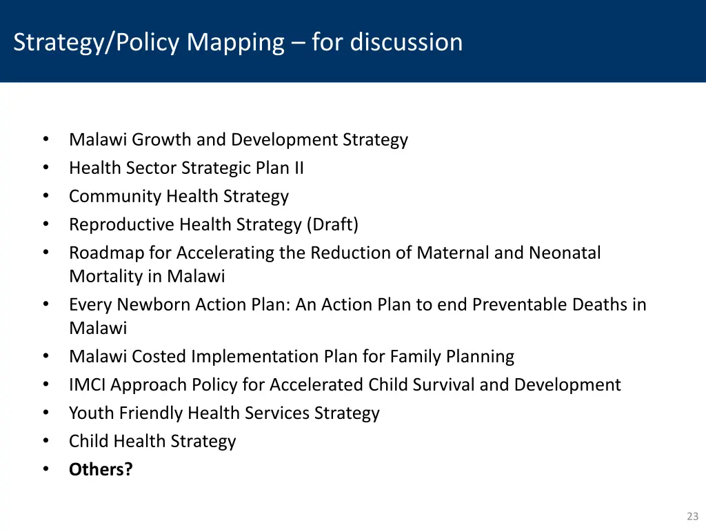 strategy policy mapping for discussion