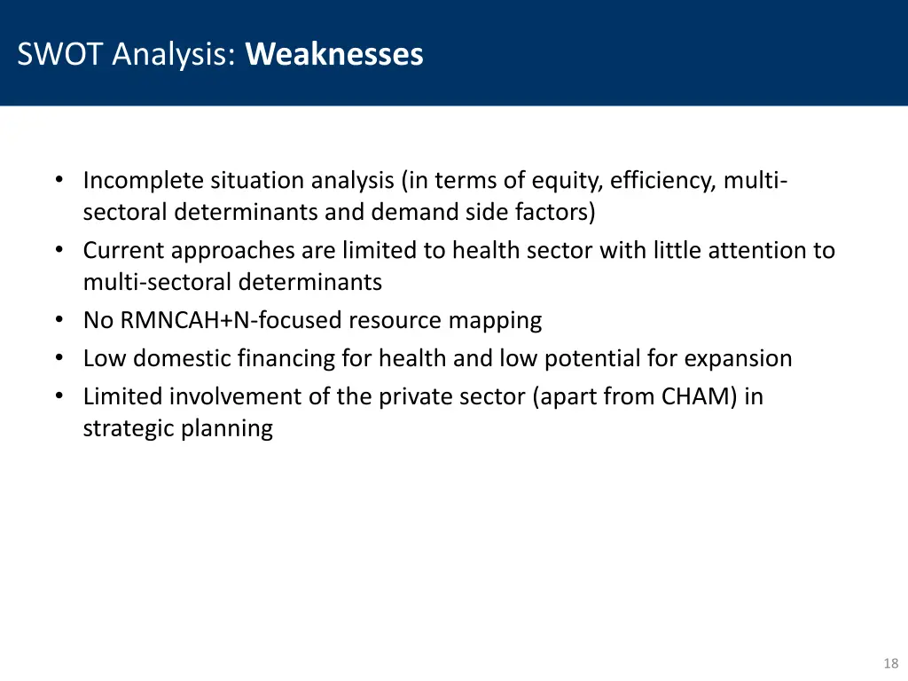 swot analysis weaknesses