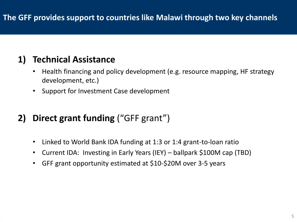 the gff provides support to countries like malawi