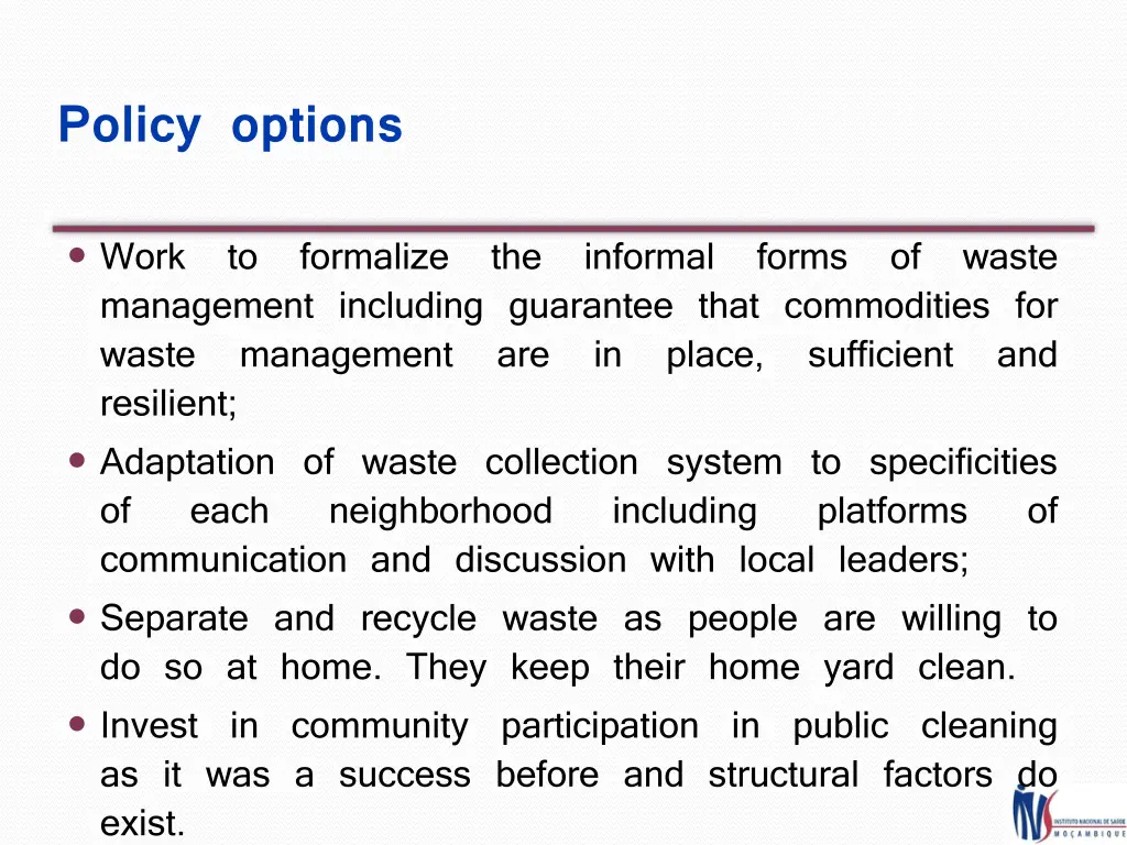policy options