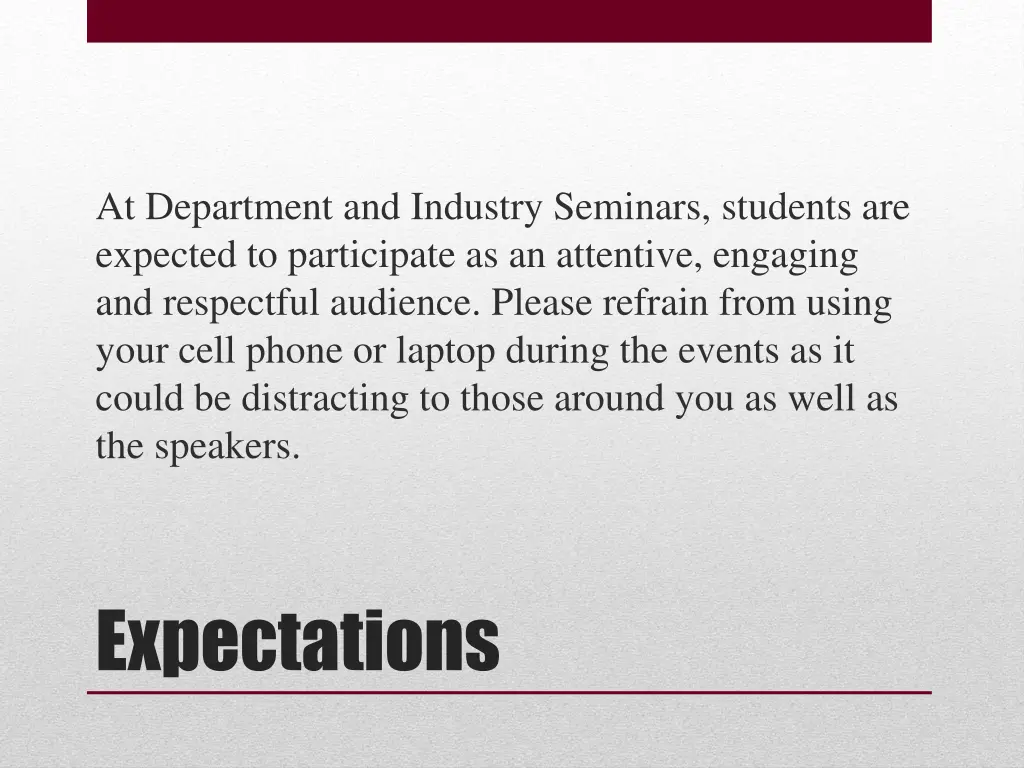 at department and industry seminars students