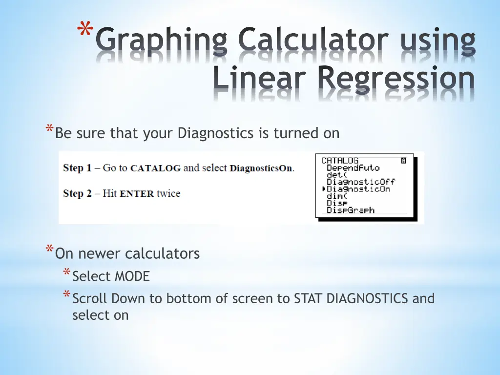 graphing calculator using linear regression