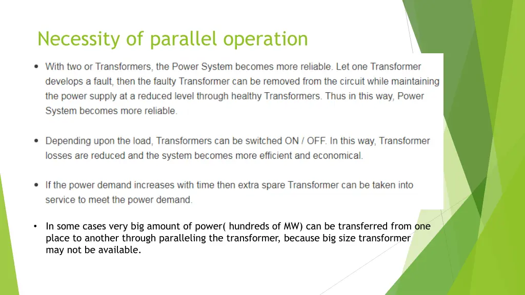 necessity of parallel operation
