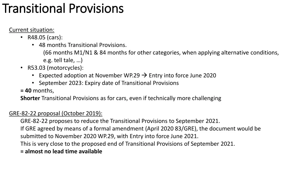 transitional provisions transitional provisions