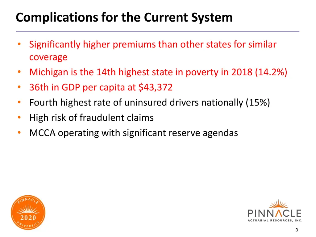 complications for the current system
