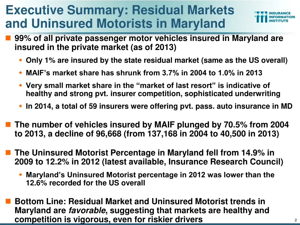 executive summary residual markets and uninsured