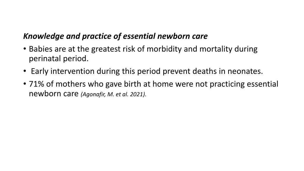 knowledge and practice of essential newborn care