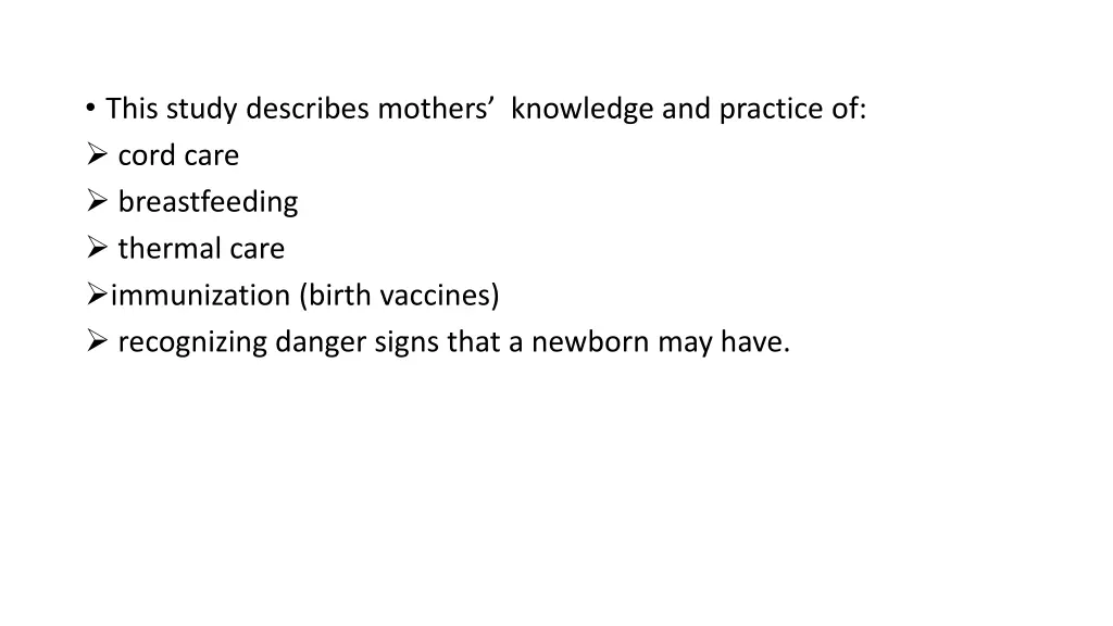 this study describes mothers knowledge