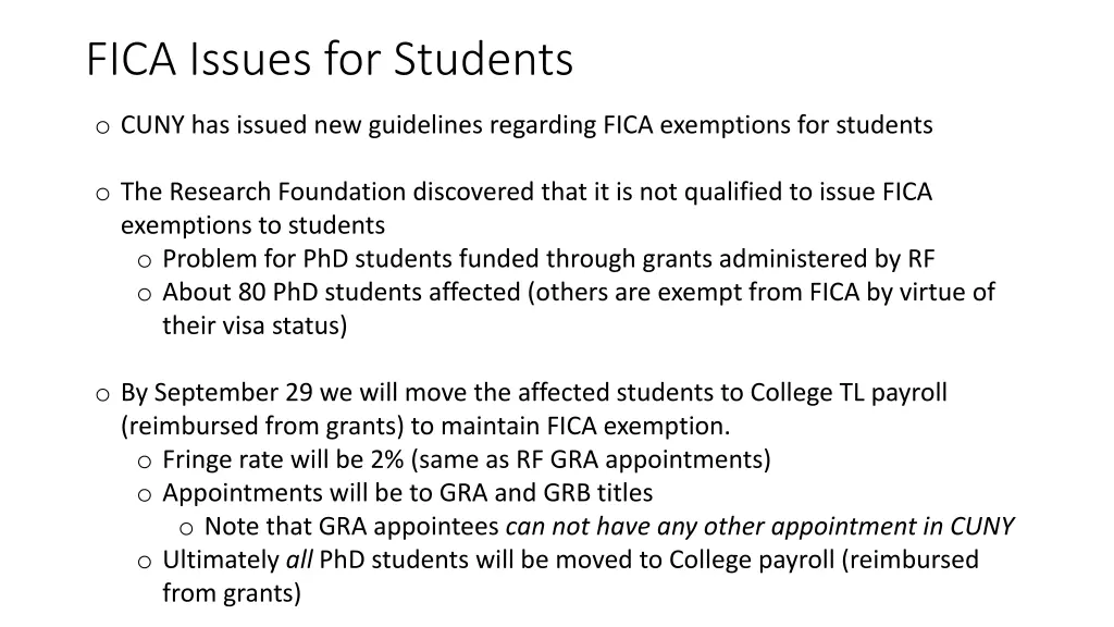 fica issues for students
