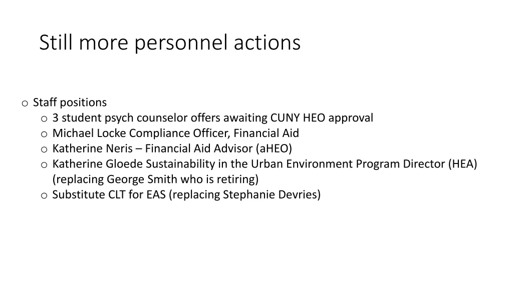 still more personnel actions