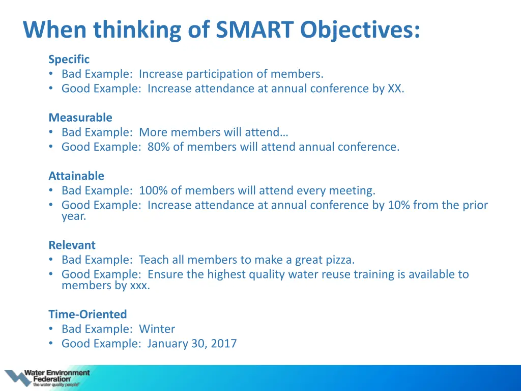 when thinking of smart objectives