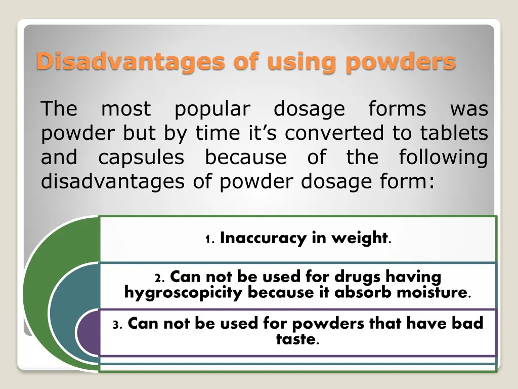 disadvantages of using powders