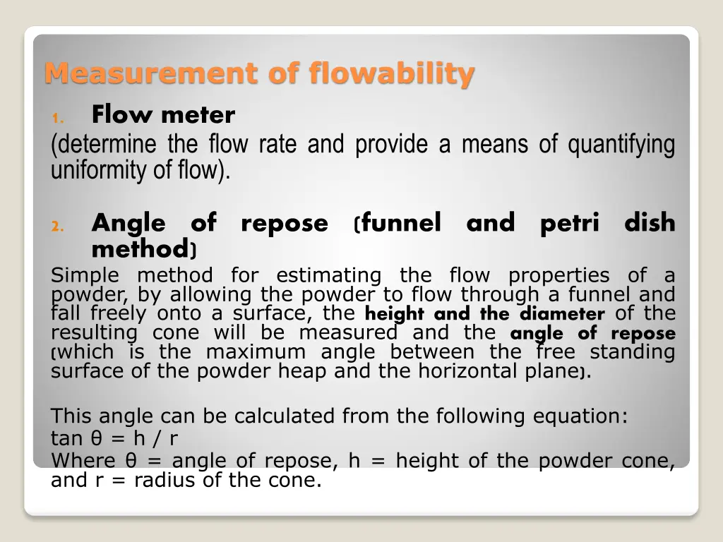 measurement of flowability