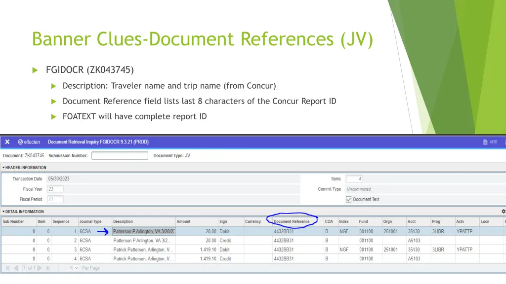 banner clues document references jv